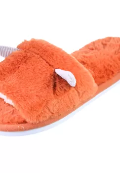 Papuci de casa portocalii cu urechiuse mici imagine