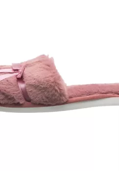 Papuci de casa roz cu panglica si funda imagine