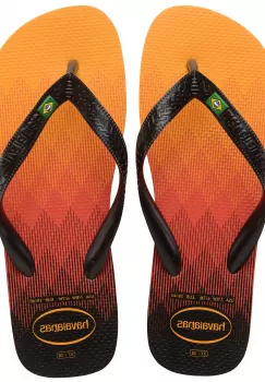 Papuci Havaianas din cauciuc natural, portocaliu cu negru imagine