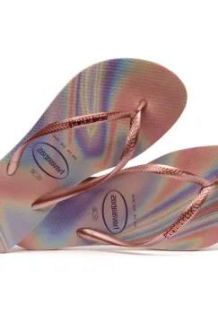 Papuci Havaianas slim din cauciuc natural, degrade cu roz si mov imagine