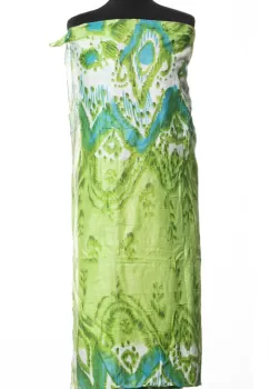 Pareo de plaja cu doua fete, cu imprimeu in nuante de verde si prosop caramiziu pe verso imagine