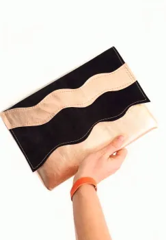 Plic handmade din piele naturala, nuante cupru si negru ,unicat imagine