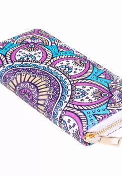 Portofel cu imprimeu mandale cu nuante de mov si albastru imagine