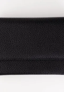 Portofel din piele naturala, cu capsa, negru imagine