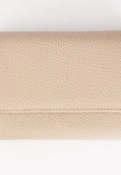 Portofel din piele naturala, cu capsa, roz caisa imagine