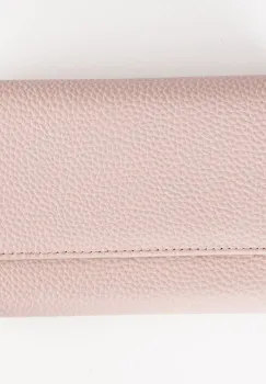 Portofel din piele naturala, cu capsa, roz imagine