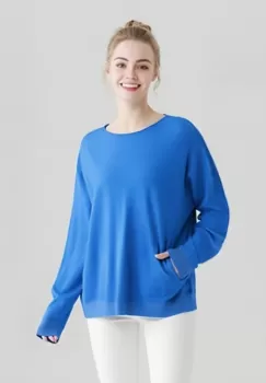 Pulover cu detalii lurex si nasturei pe spate, albastru imagine