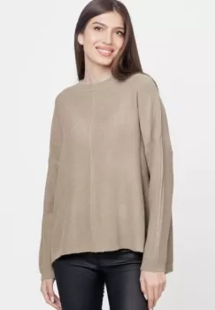 Pulover drept, la baza gatului, din vascoza si lana, bej imagine