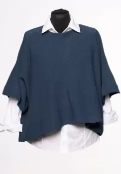 Pulover versatil cu maneca fluture din vascoza, bleumarin imagine