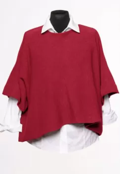 Pulover versatil cu maneca fluture din vascoza, bordo imagine