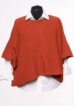 Pulover versatil cu maneca fluture din vascoza, caramiziu imagine