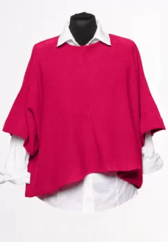 Pulover versatil cu maneca fluture din vascoza, fucsia imagine