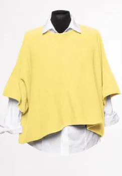 Pulover versatil cu maneca fluture din vascoza, galben pai imagine