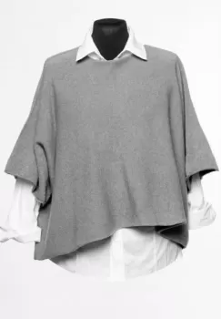 Pulover versatil cu maneca fluture din vascoza, gri imagine