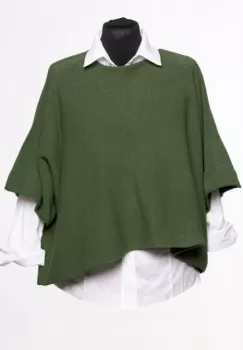 Pulover versatil cu maneca fluture din vascoza, kaki imagine