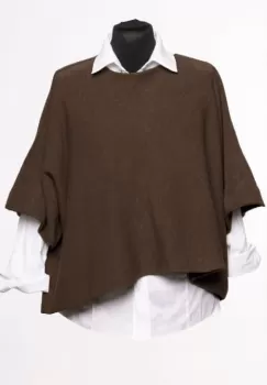 Pulover versatil cu maneca fluture din vascoza, maro imagine