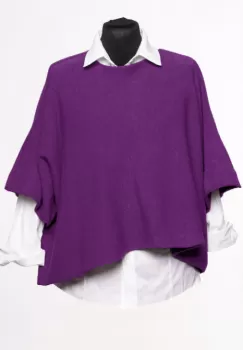 Pulover versatil cu maneca fluture din vascoza, mov inchis imagine