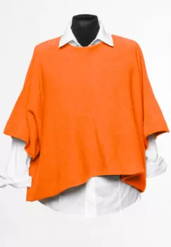 Pulover versatil cu maneca fluture din vascoza, portocaliu imagine