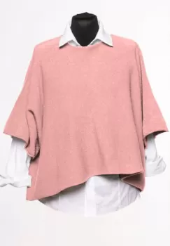 Pulover versatil cu maneca fluture din vascoza, roz prafuit imagine