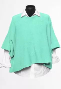 Pulover versatil cu maneca fluture din vascoza, verde menta imagine