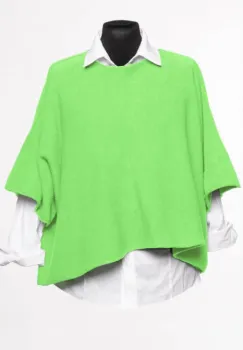 Pulover versatil cu maneca fluture din vascoza, verde praz imagine