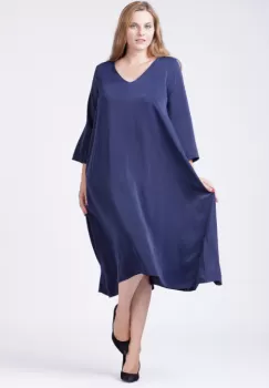 Rochie A-line bleumarin cu maneca lunga imagine