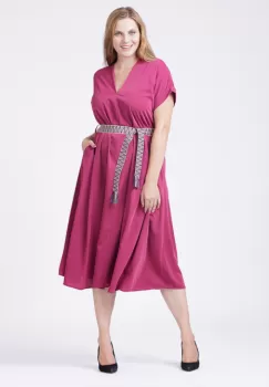 Rochie A-line bordo, cu cordon imagine