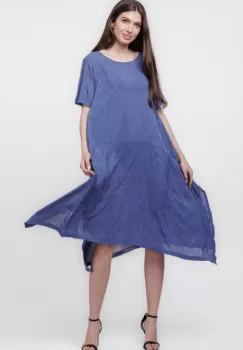 Rochie A-line in colturi albastru jeans imagine