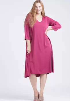 Rochie A-line mov- zmeura cu maneca lunga imagine