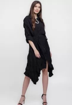 Rochie camasa creponata, in colturi, neagra imagine