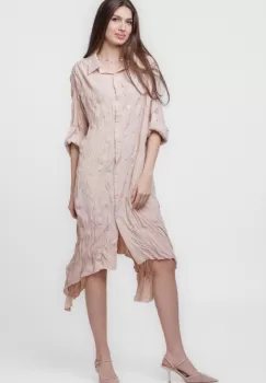 Rochie camasa creponata, in colturi, roz imagine