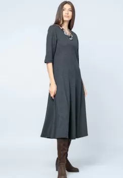 Rochie cambrata din lana, gri inchis imagine