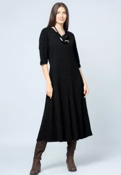 Rochie cambrata din tricot de vascoza, neagra imagine