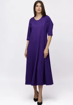 Rochie cambrata din vascoza plina, mov imagine