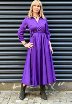 Rochie clos, petrecuta, din poplin de bumbac, mov imagine