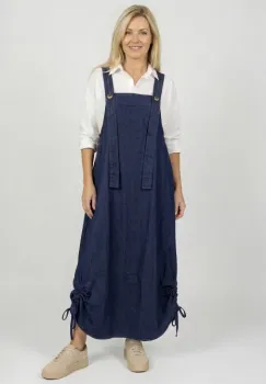 Rochie de vara tip sarafan lung cu bretele si snur reglabil, din denim subtire imagine