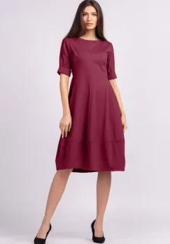 Rochie lalea cambrata din jerseu punto milano, bordo imagine