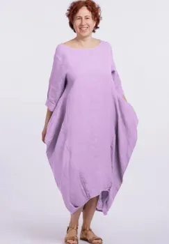 Rochie lalea in colturi, din in lila imagine