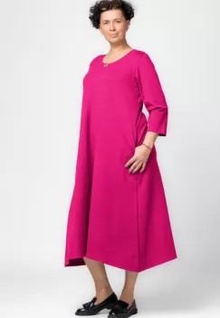 Rochie lunga A-line din jerseu punto milano, fucsia imagine