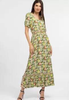Rochie lunga din vascoza, cu imprimeu floral imagine