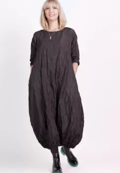 Rochie lunga gogosar din tafta cu memorie, maro imagine