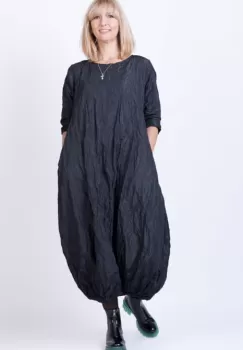 Rochie lunga gogosar din tafta cu memorie, neagra imagine