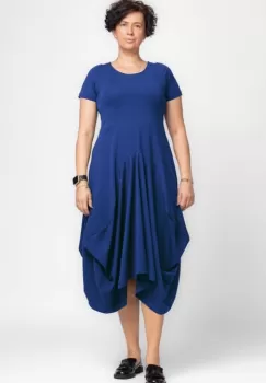 Rochie lunga in colturi, din tricot de bumbac, albastra imagine