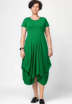 Rochie lunga in colturi, din tricot de bumbac, verde crud imagine