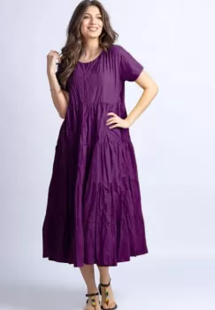 Rochie lunga mov cu patru volane imagine