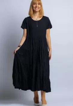 Rochie lunga neagra cu patru volane imagine