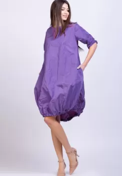 Rochie midi gogosar din tafta cu memorie, mov imagine