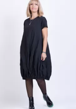 Rochie midi gogosar din tafta cu memorie neagra imagine