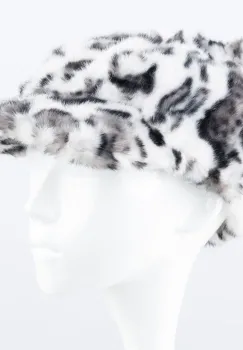 Sapca cu cozoroc din blanita si interior matlasat, animal print alb imagine
