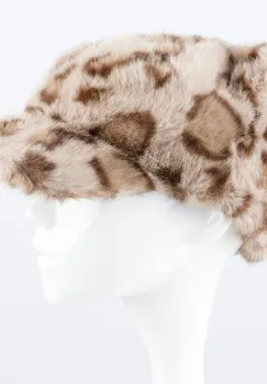 Sapca cu cozoroc din blanita si interior matlasat, animal print bej imagine